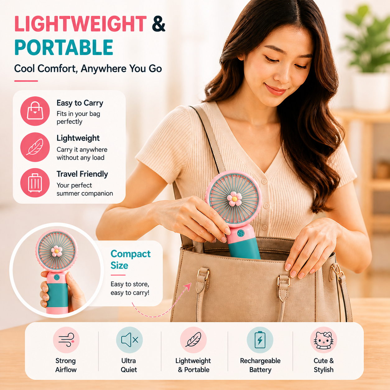 Aura Mini Fan – Portable Cooling